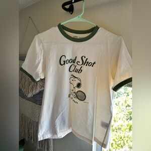 Uniqlo womans Good Shot Club' T-Shirt - White and Green